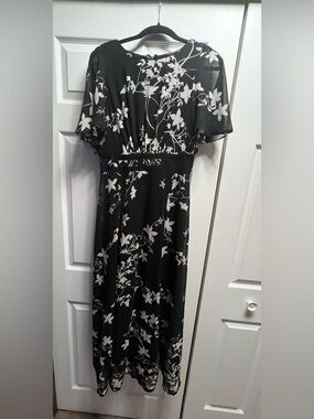 Calvin Klein Black Maxi Dress with White Floral Print